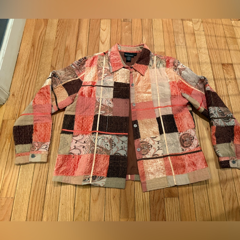 Velvet Patchwork Beaded Button-Up Jacket Boho Fes… - image 2